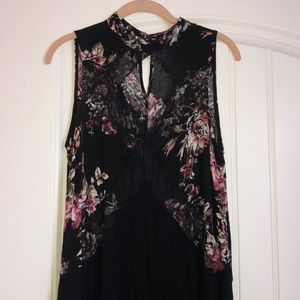Black & Pink Floral Mini Dress/Tunic